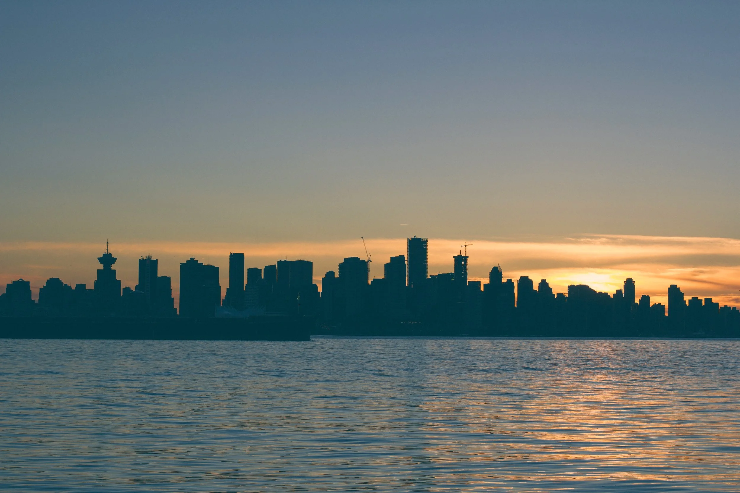 Silhouette skyline of Vancouver