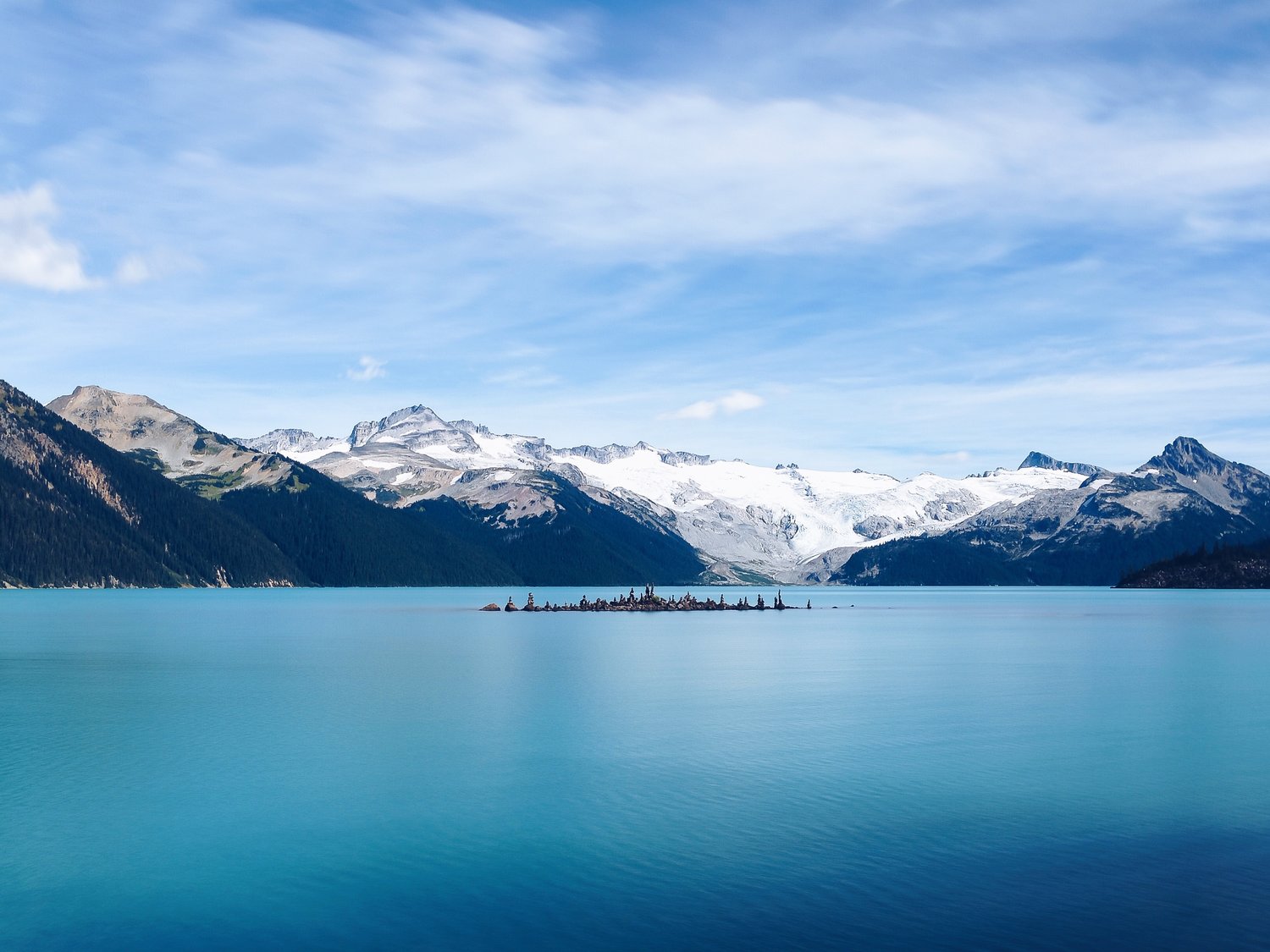 Mountains and glacial lake in Garibaldi Provincial Park