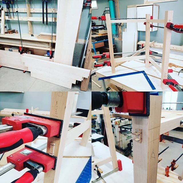 Well after a full day of mating mortises and tenons i was able to glue up the leg assemblies for this table.  The tops are also glued up so tomorrow its aprons and some mechanical  wizardry!

#woodworking #custommade #customfurniture #madetoorder #ma