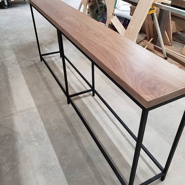 A quick 7 foot consoletable!  Solid steel frame and 1 piece walnut top!  Simple, Sollid.

#custommade #customfurniture #table #consoletable #madeiniowa #madetoorder #sustainable