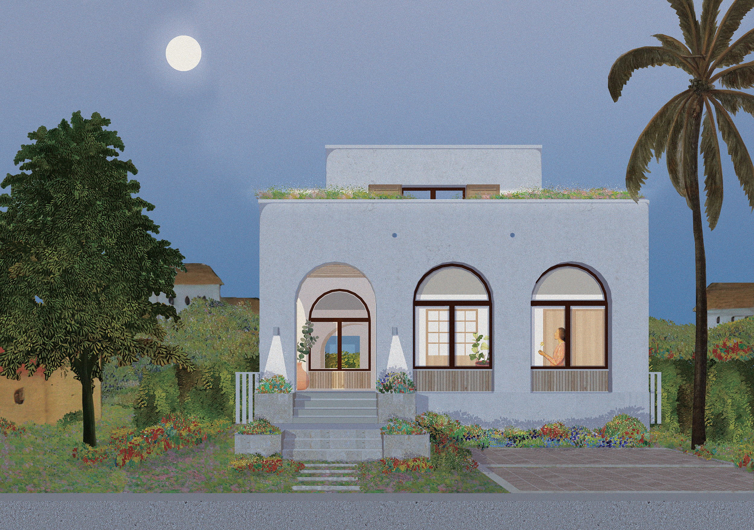 FRONT ELEVATION EVENING