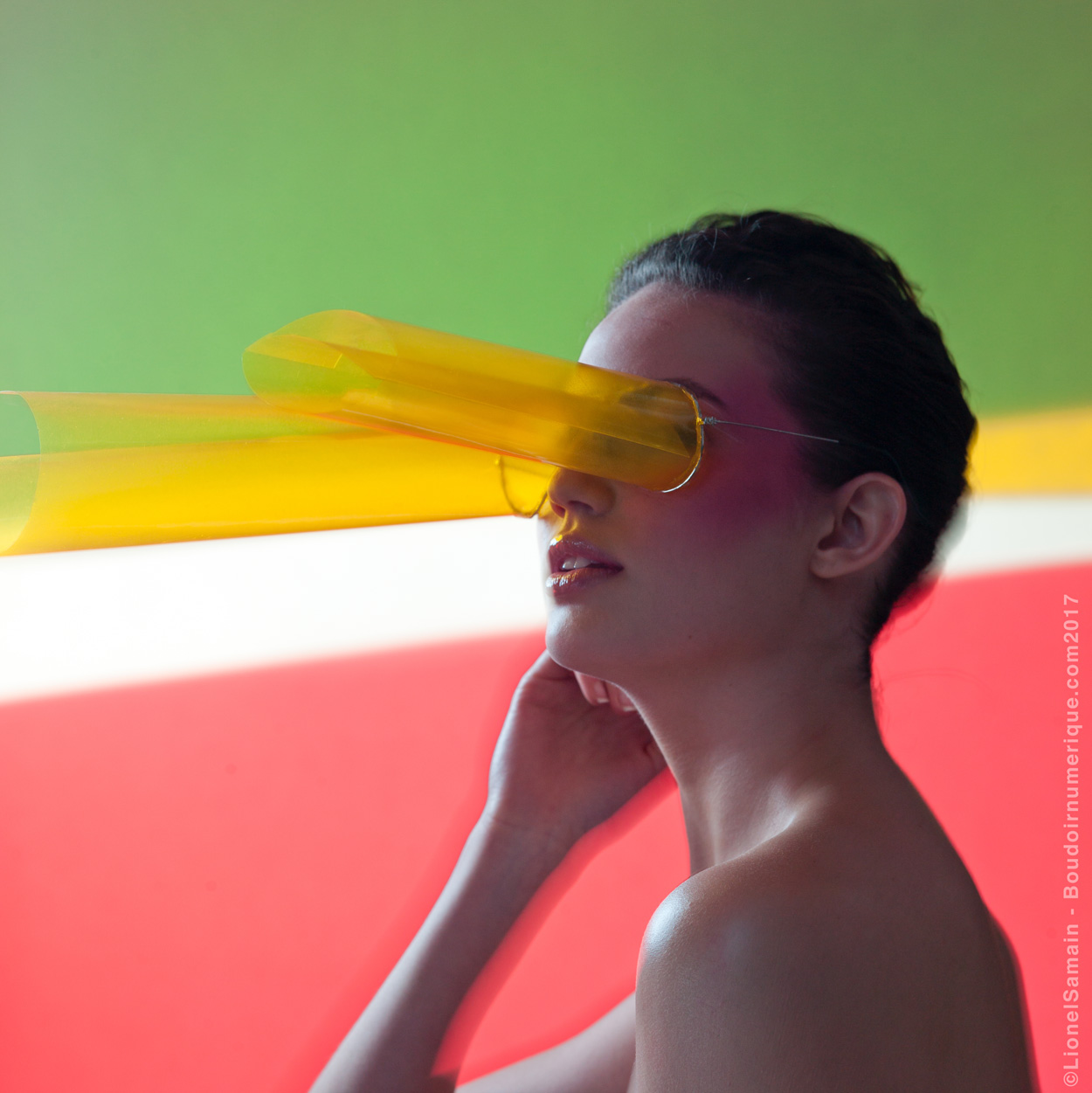 "Binocles intelligents" by Le Boudoir Numérique. Photographe : Lionel Samain. Makeup artist : Mathieu de Mayer avec M.A.C Cosmetics et Bumble and Bumble. Model : Daniella Melo chez Mademoiselle Agency.