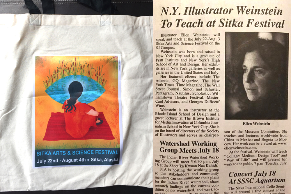 Some press from the event: the tote bag for the festival and an article from the local paper.