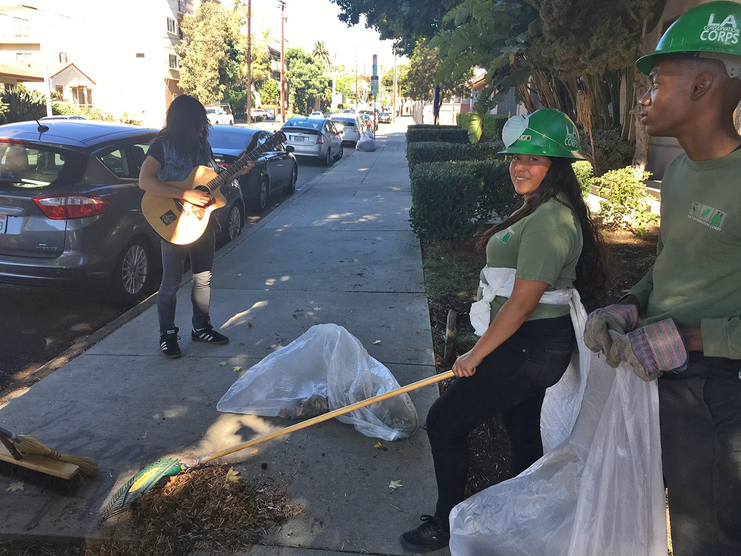 We were serenaded by a metal music loving acoustic guitar player while Cleaning the Streets! 