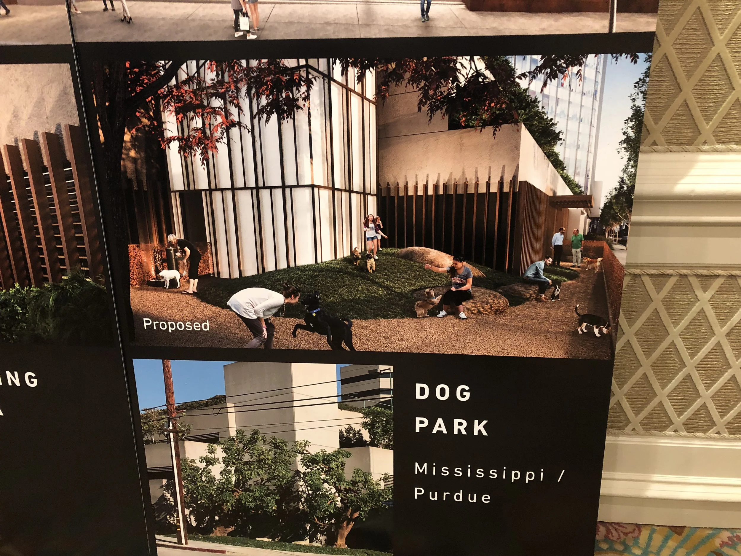 A dog park is a popular concept on the North West corner. 