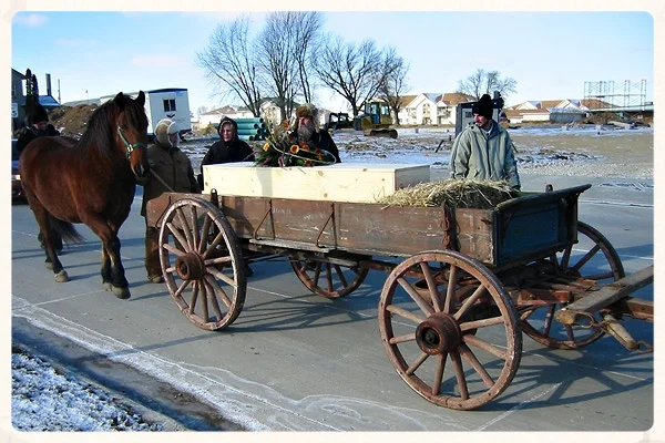 December 24, 2004 - Grandpa's coffin was taken from the church to the cemetery by horse and wagon.