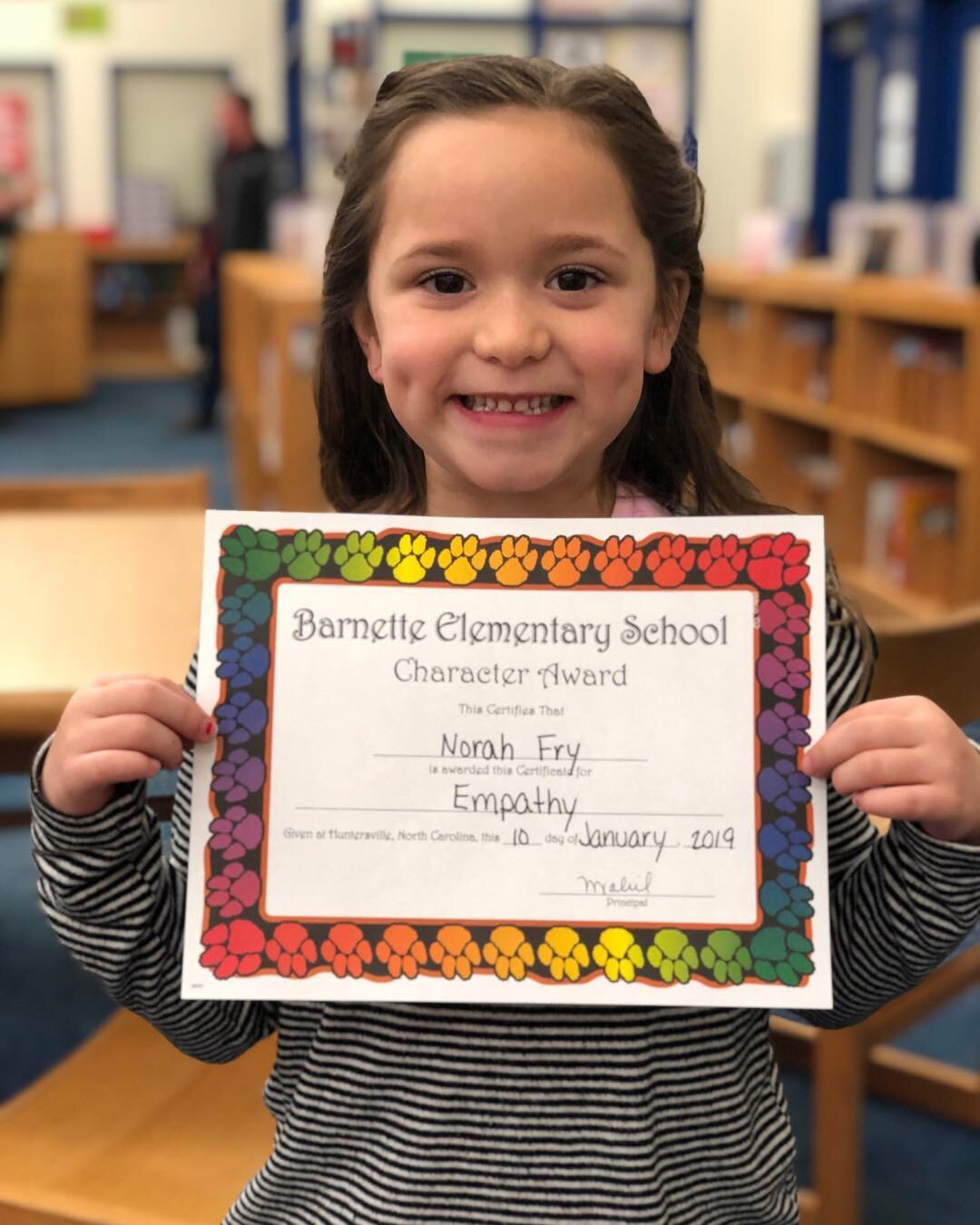 Rejoice with those that rejoice and morn with those that morn. My #beautifulnorah was selected by her teachers and friends to receive the character award for empathy. No virtue is harder to achieve than the ability to see others before you see yourse