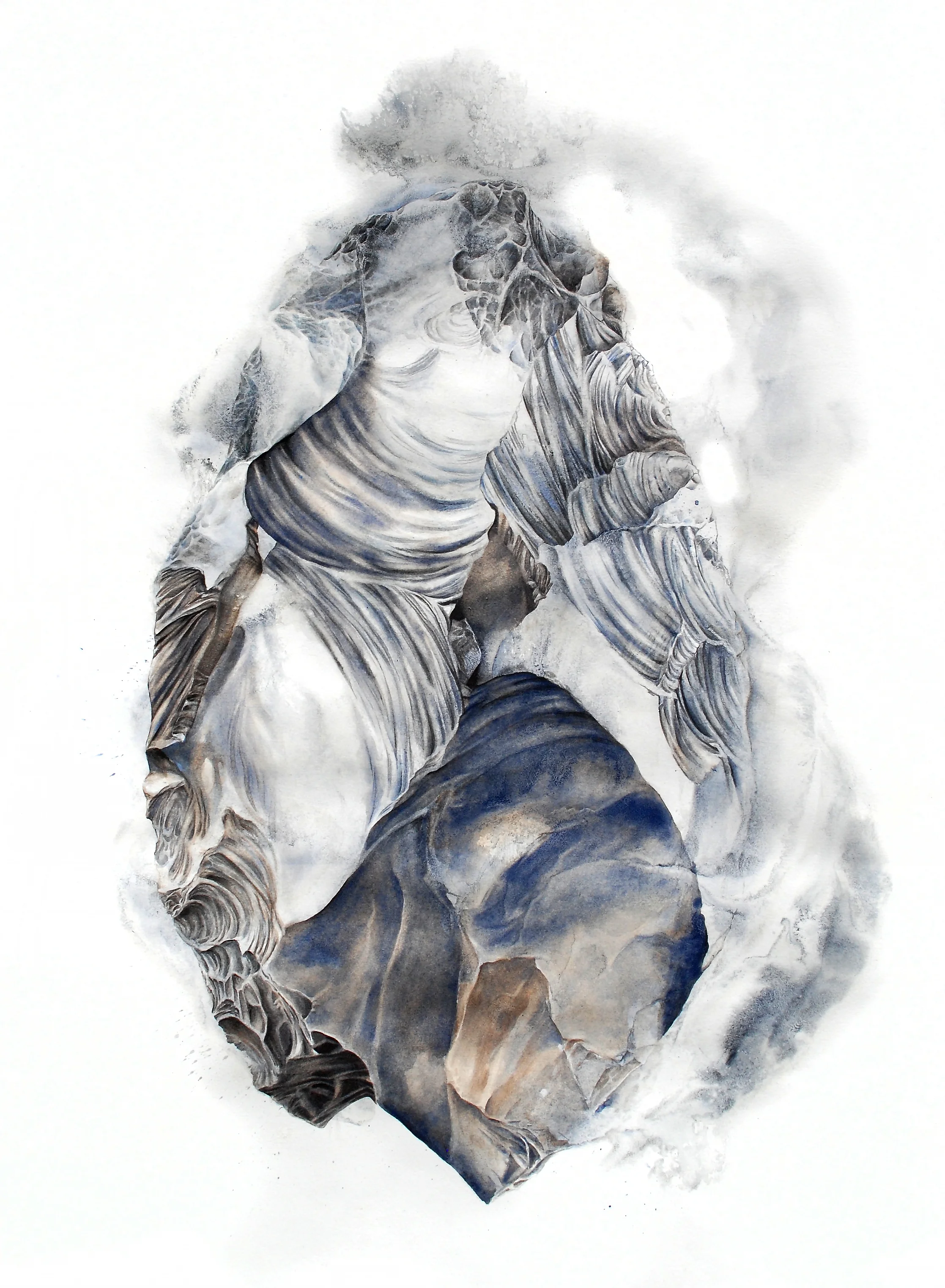 "Hermitage (Juana Maria)," Watercolor and graphite on paper, 30 x 22" 2016