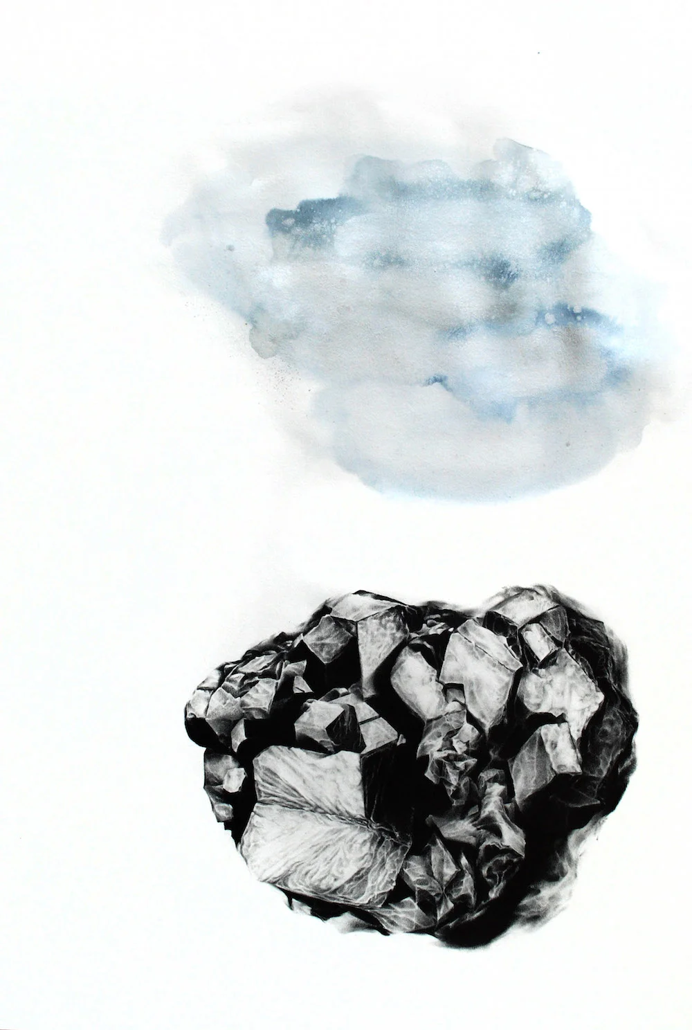 “ 37.6627° N, 118.7892° W (Hilltop),“ Graphite and Watercolor on Paper, 44" x 30" 2016