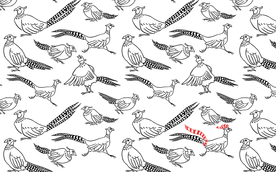 Hand drawn pheasant pattern