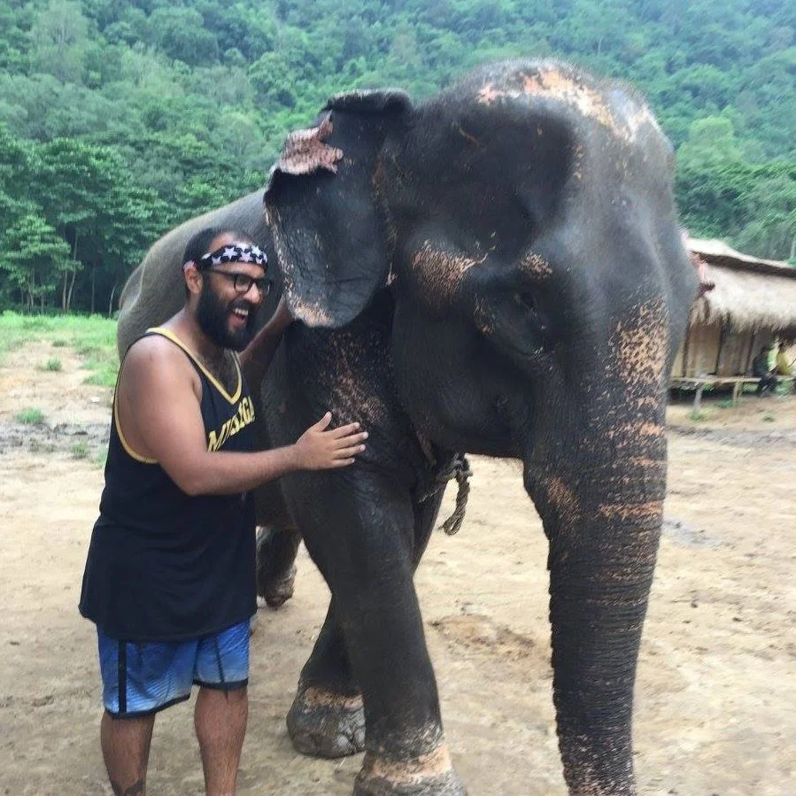 Abbas with an elephant