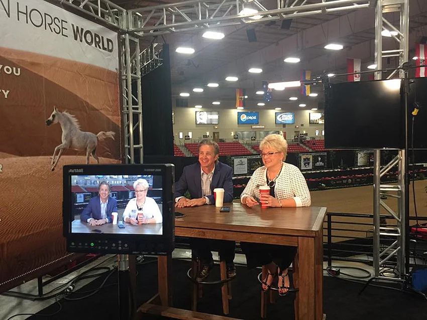  On the set of "Coffee with the World" and Debbie Fuentes of Arabian Horse Association at the 2016 Arabian Breeders World Cup, Las Vegas 