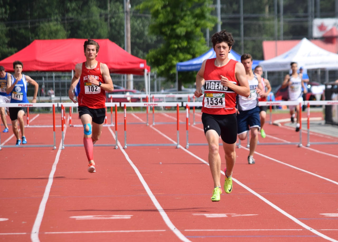 Paul Fisher en route to 400mH Victory at BC High School Championships.