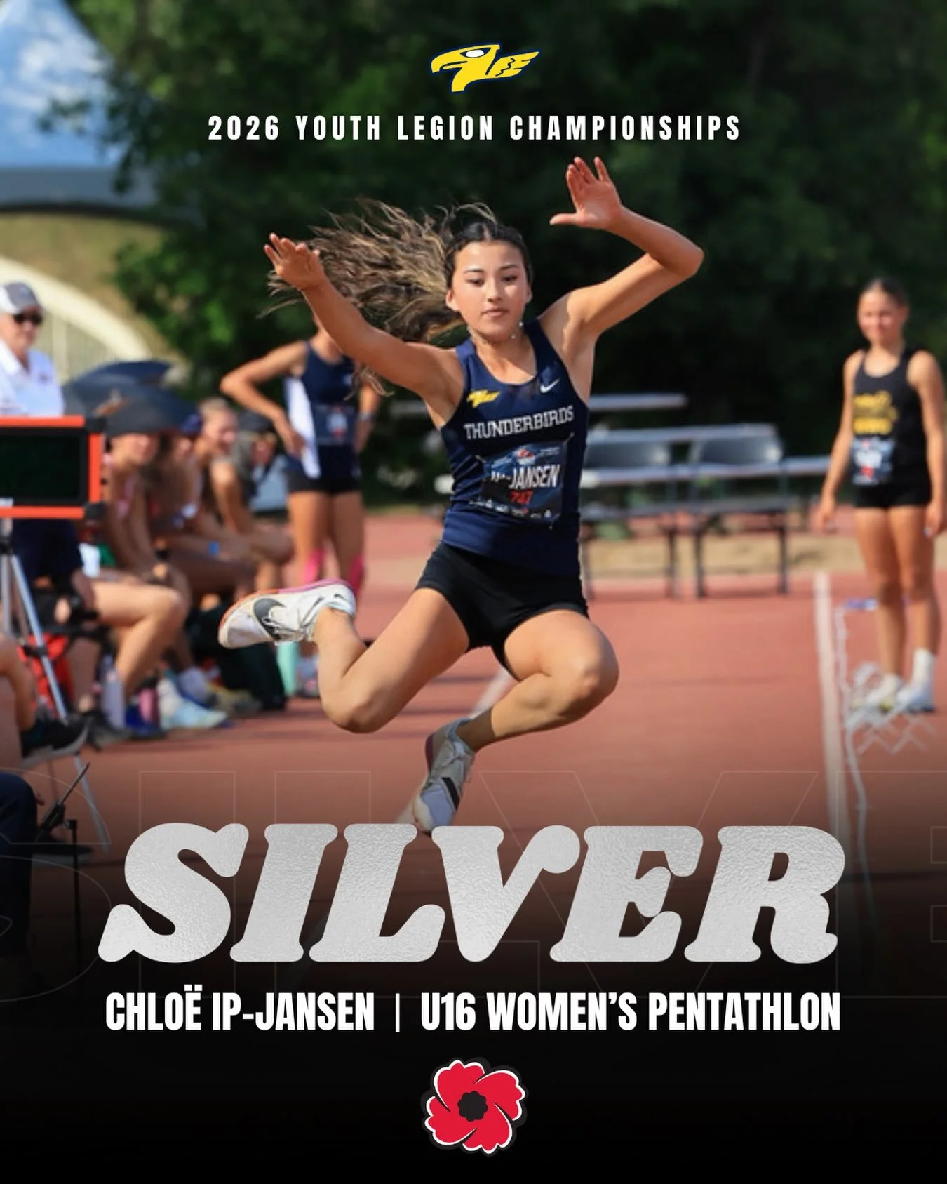 Silver for Chlo&euml;!🥈

Chlo&euml; Ip-Jansen places second in the U16 Women&rsquo;s Pentathlon at the 2026 Legion Youth Championships with a score of 3064! Congrats Chlo&euml;!!!

#track #trackandfield #jump #longjump #sprint