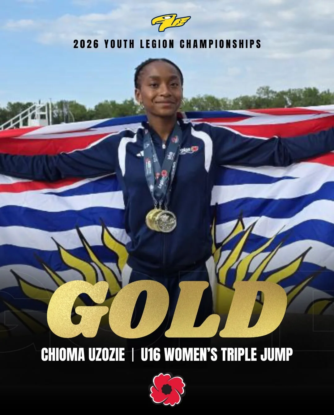 Chioma brought home the hardware! 🥇🥇🥈

Chioma Uzozie wins gold in the U16 Women&rsquo;s Pentathlon (3497 pts) and the U16 Women&rsquo;s Triple Jump (12.38m), along with a silver in the U16 Women&rsquo;s Long Jump (5.44) at the 2026 Legion Youth Ch