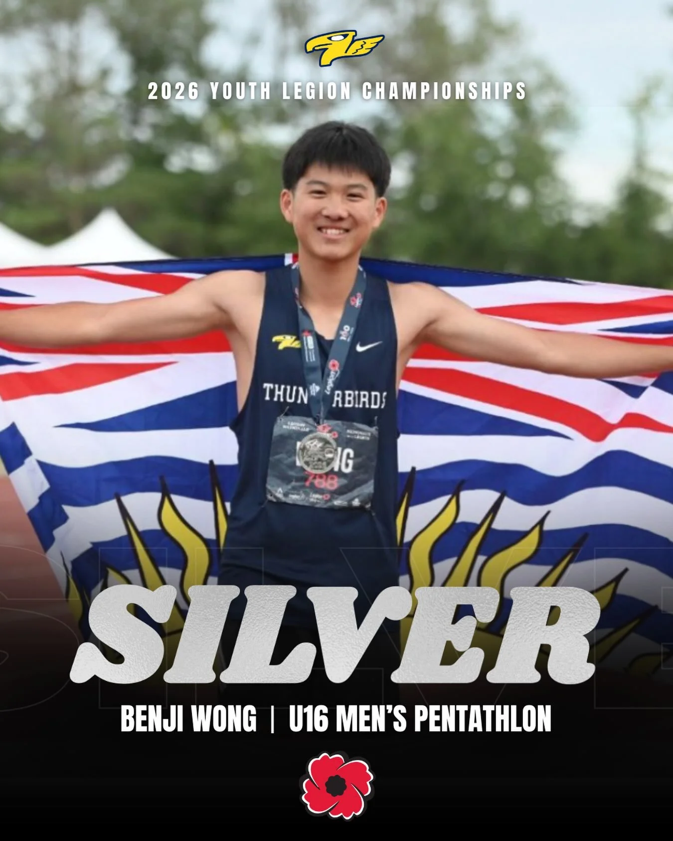 Benji takes home silver!🥈

Benji Wong places second in the U16 Men&rsquo;s Pentathlon at the 2026 Legion Youth Championships with a score of 3078. Great work Benji!

#track #trackandfieldlife #running #pentathlon