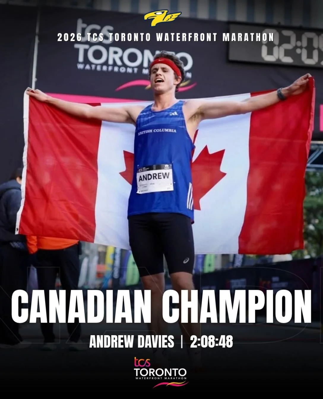 Andrew Davies is the Canadian Champion at the TCS Toronto Waterfront Marathon!

Andrew&rsquo;s time of 2:08:48 is the fastest Marathon debut ever by a Canadian, and places his 4th all time on the Canadian marathon rankings!

#running #marathon #run