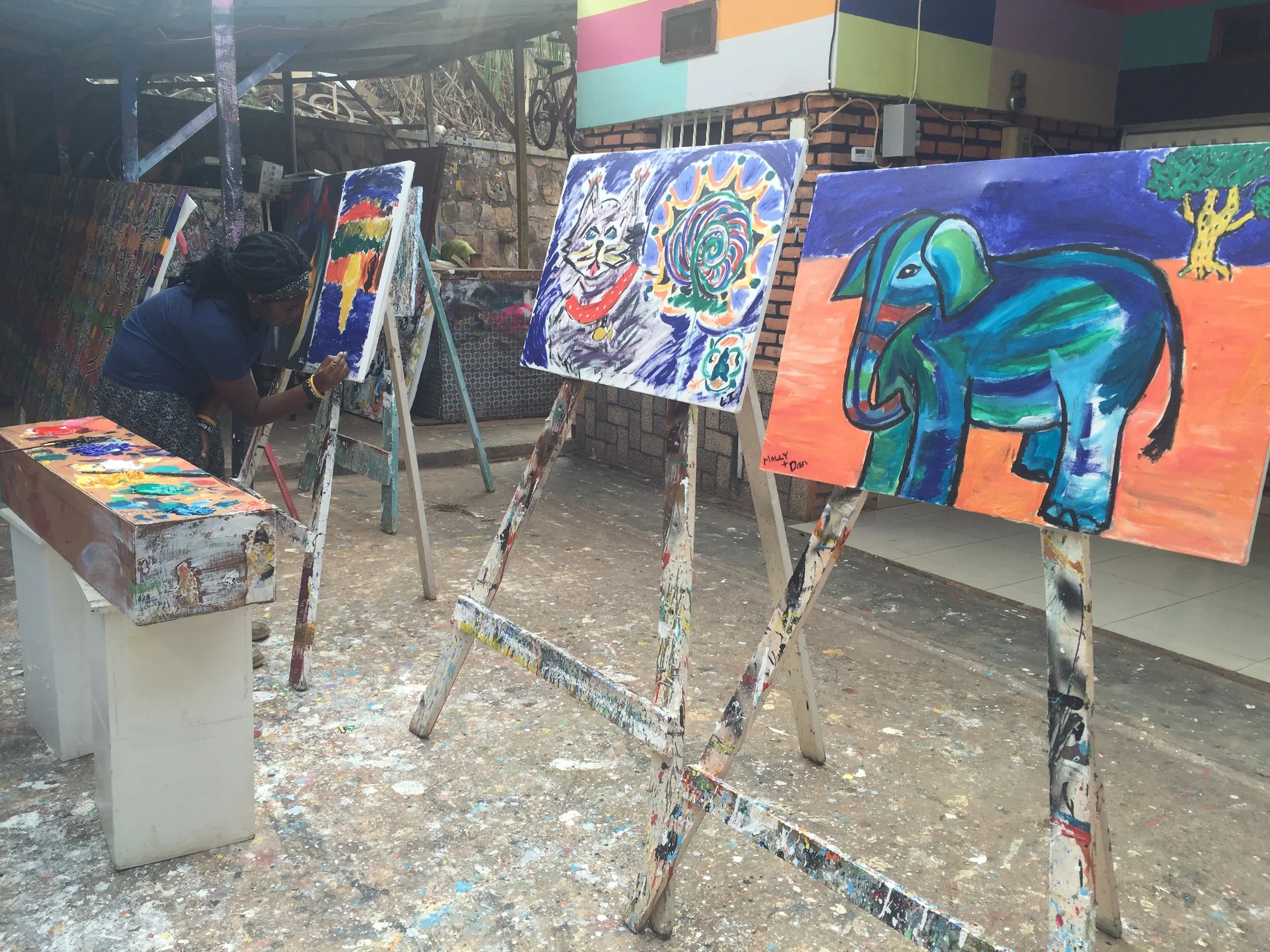 Our wonderful paintings that we created at Inema! It was very courteous of them to allow us to utilize some of their materials :)