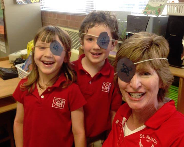 Pre-K 4 teacher Mrs. Kathleen Meyer with students
