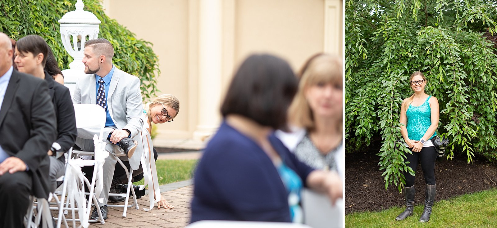 You know just hiding in the bushes and playing peek a boo before the ceremony starts… totally normal.