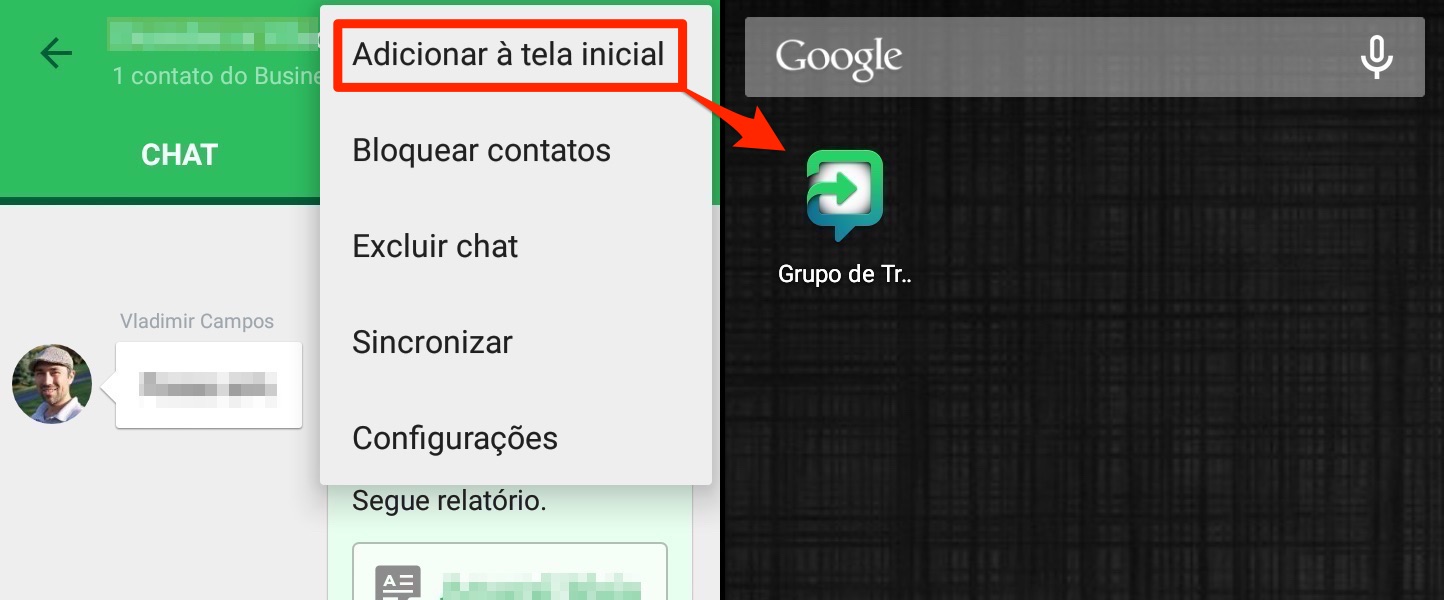 Ícone de conversa do Work Chat na tela do Android.
