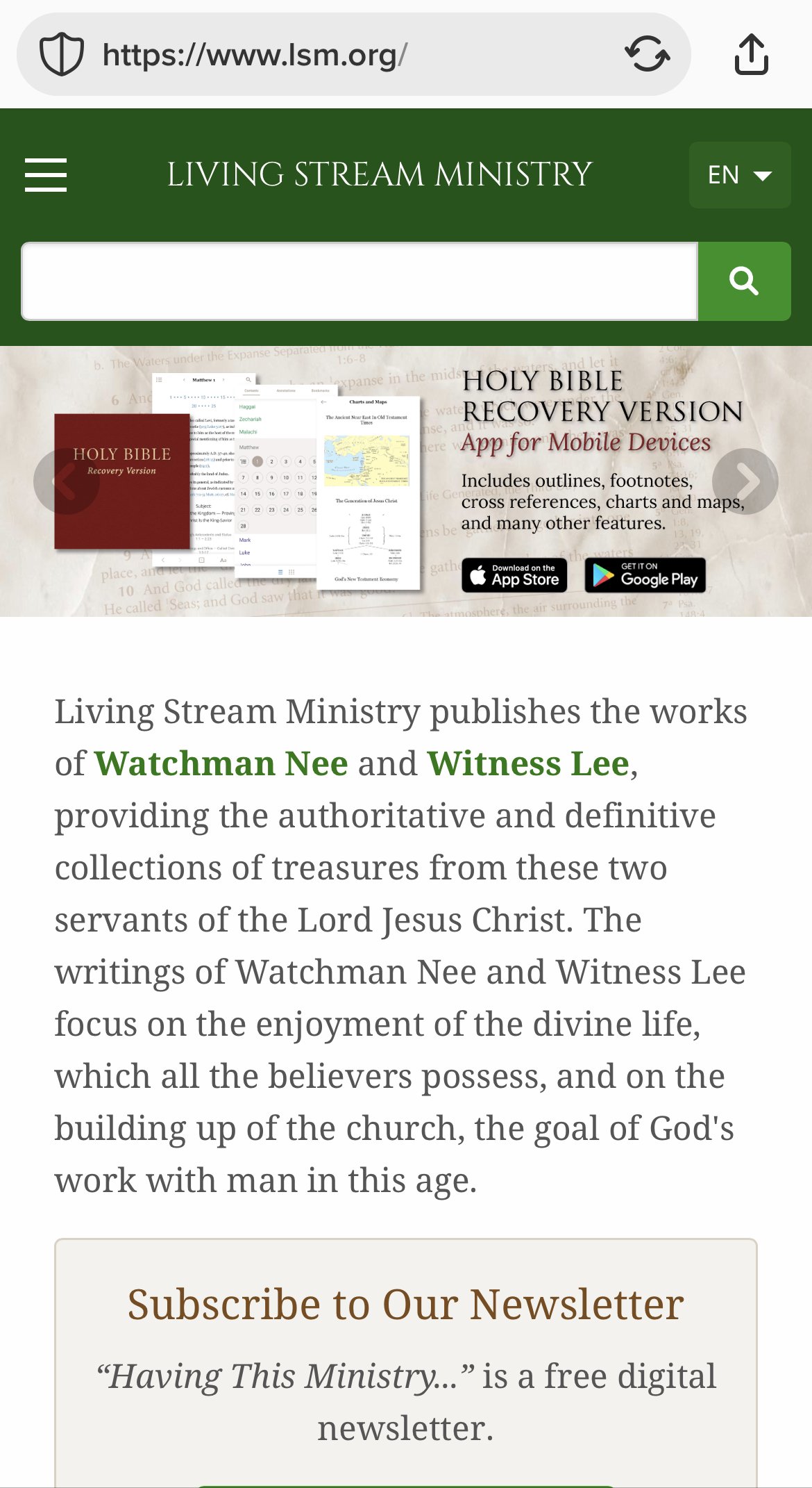 Living Stream Ministry: Publisher of Watchman Nee and Witness Lee 