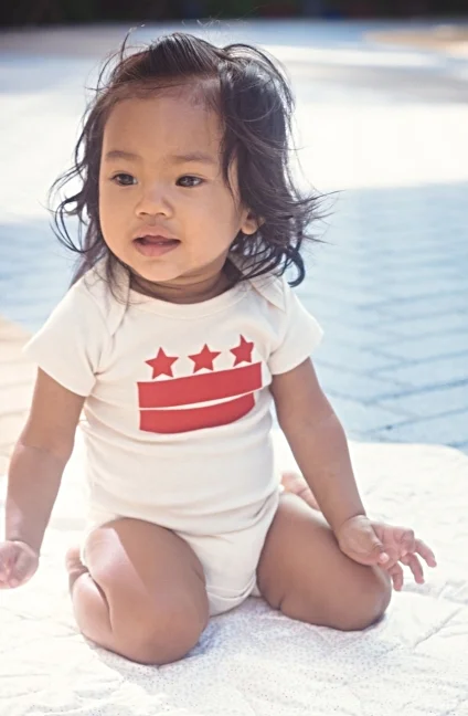 dc flag onesie, 3 stars 2 bars, red dc flag onesie, washington dc flag onesie, toddler, baby, infant, boy, girl, washington DC Flag