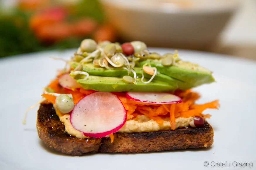 avocado, hummus & sprout tartine 