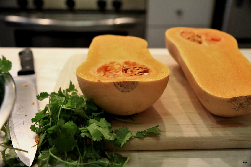 spiced butternut squash soup with cashew jalapeño cream