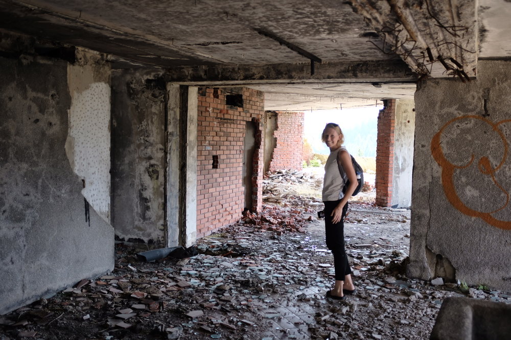 An abandoned hotel built for the 1984 Olympics.