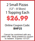 Pizza Coupon Whittier Brickhouse Pizza