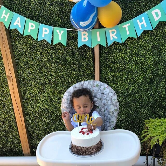 We can&rsquo;t believe we have a ONE YEAR old!

He got a cupcake for breakfast and a Tres leches later in the day. As we anticipated, he went for just the strawberries (which is why the fruit was taken off). Anyway, he didn&rsquo;t care for either ca