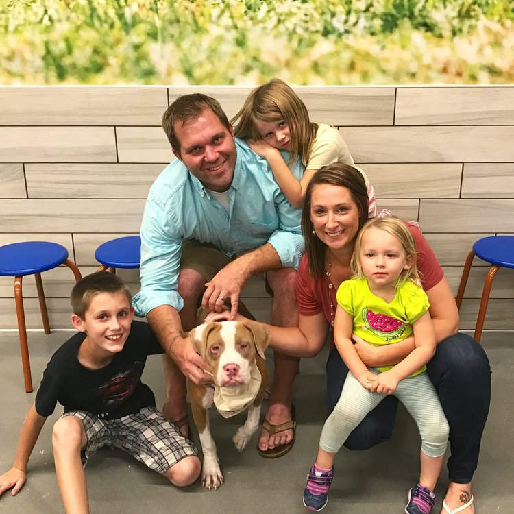 Here's Tank with his newly adopted family and siblings! #HappyTails #ALifeToLive #AdoptToSave
