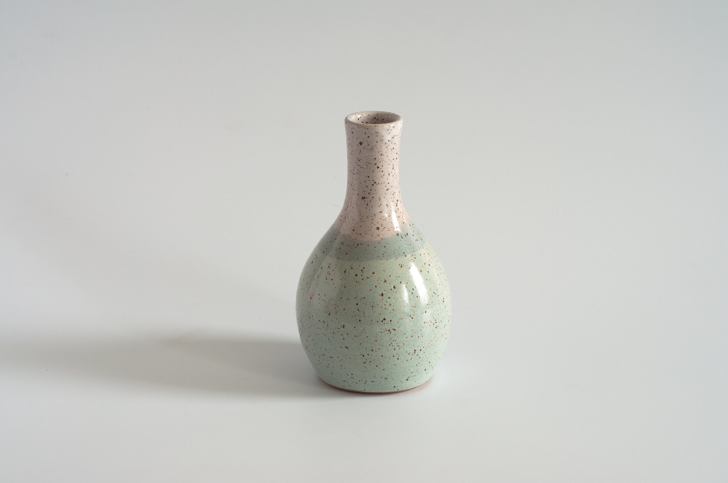 Bottle Shaped Vase Ceramic Bud Vase Small In Pink White Blue & Grey 
