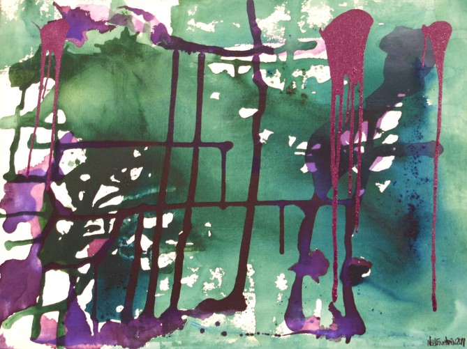 Comp. 104 36in x 48in Oil, Acrylic and Enamel on Canvas