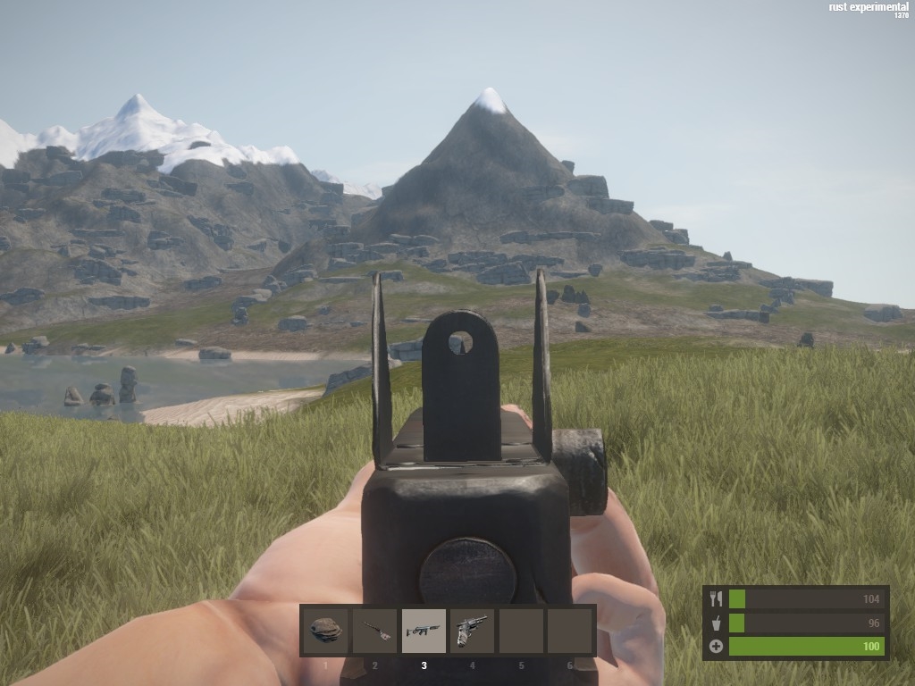 Aiming down the sights of the Thompson