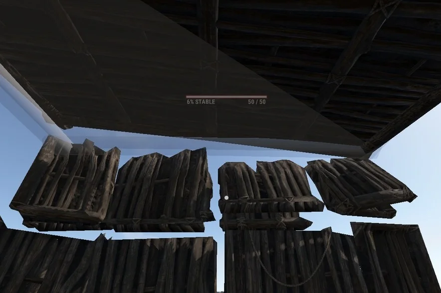 Breaking point. Currently only Twig walls break apart when demolished.