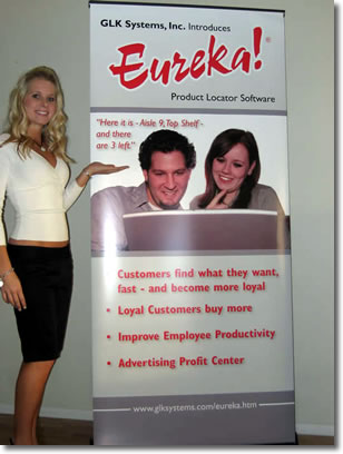 "Pop-Up" signs can be used at shows, events, and in-store