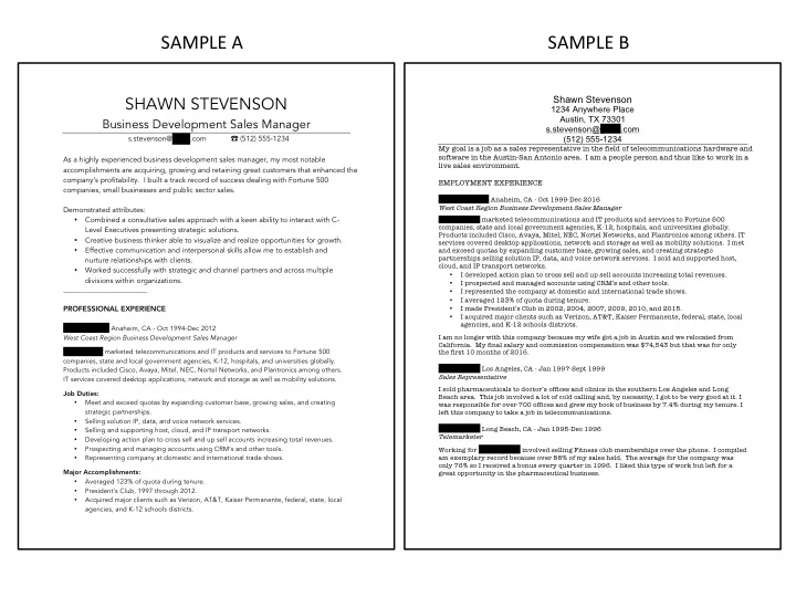 Which of these two sample resumes looks more appealing at first glance? Which one would you say you'd be more apt to read? Note: Survey of employers picked one of them 91% to 9%.
