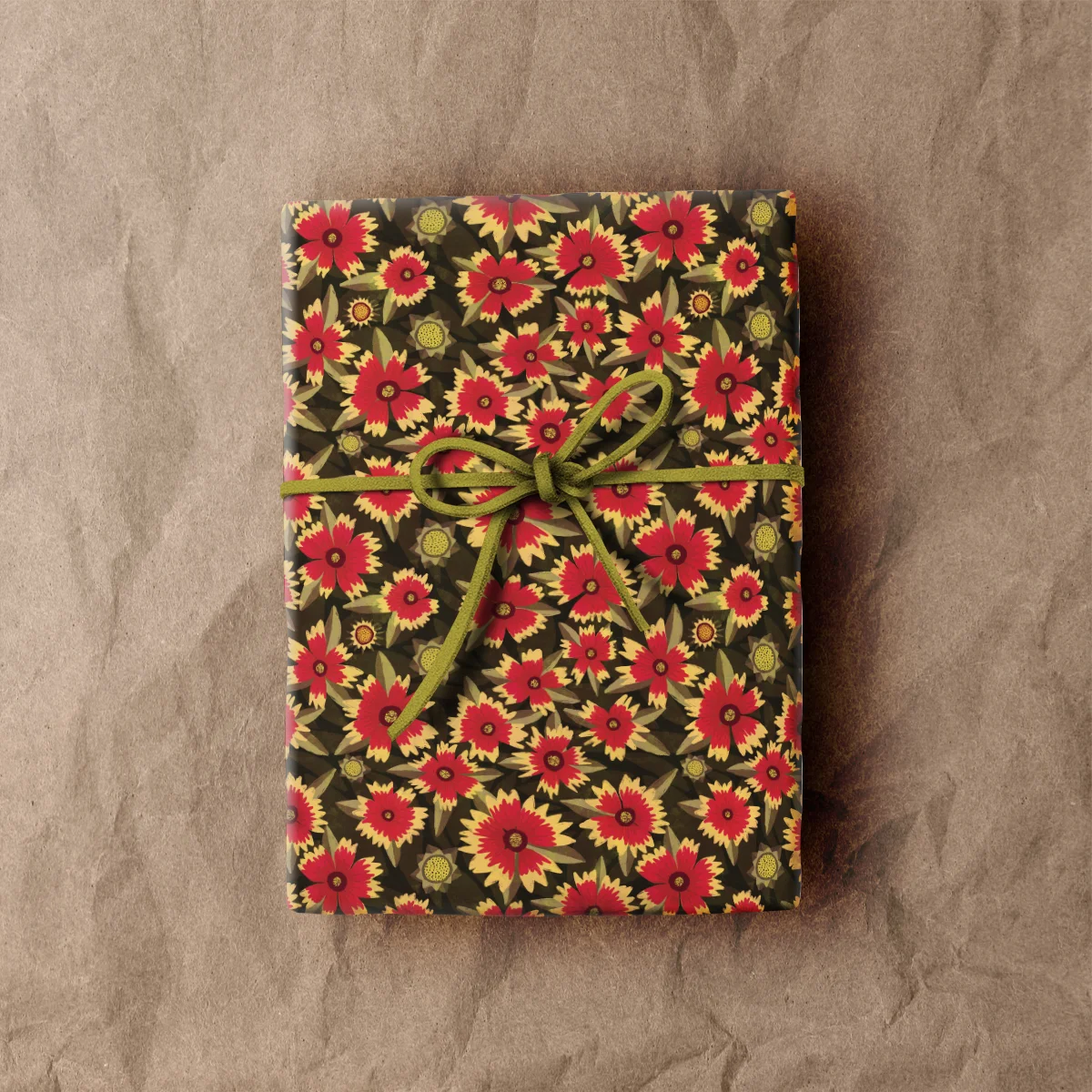 Indian Blanket Flower Pattern Wrapping Paper