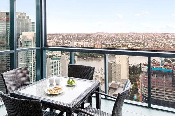 Oaks Charlotte Towers hotel big balcony overlooking Brisbane River and Story Bridge in Brisbane CBD.jpg
