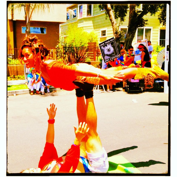 Flyin' with San Diego Acroyoga at Pride Parade!