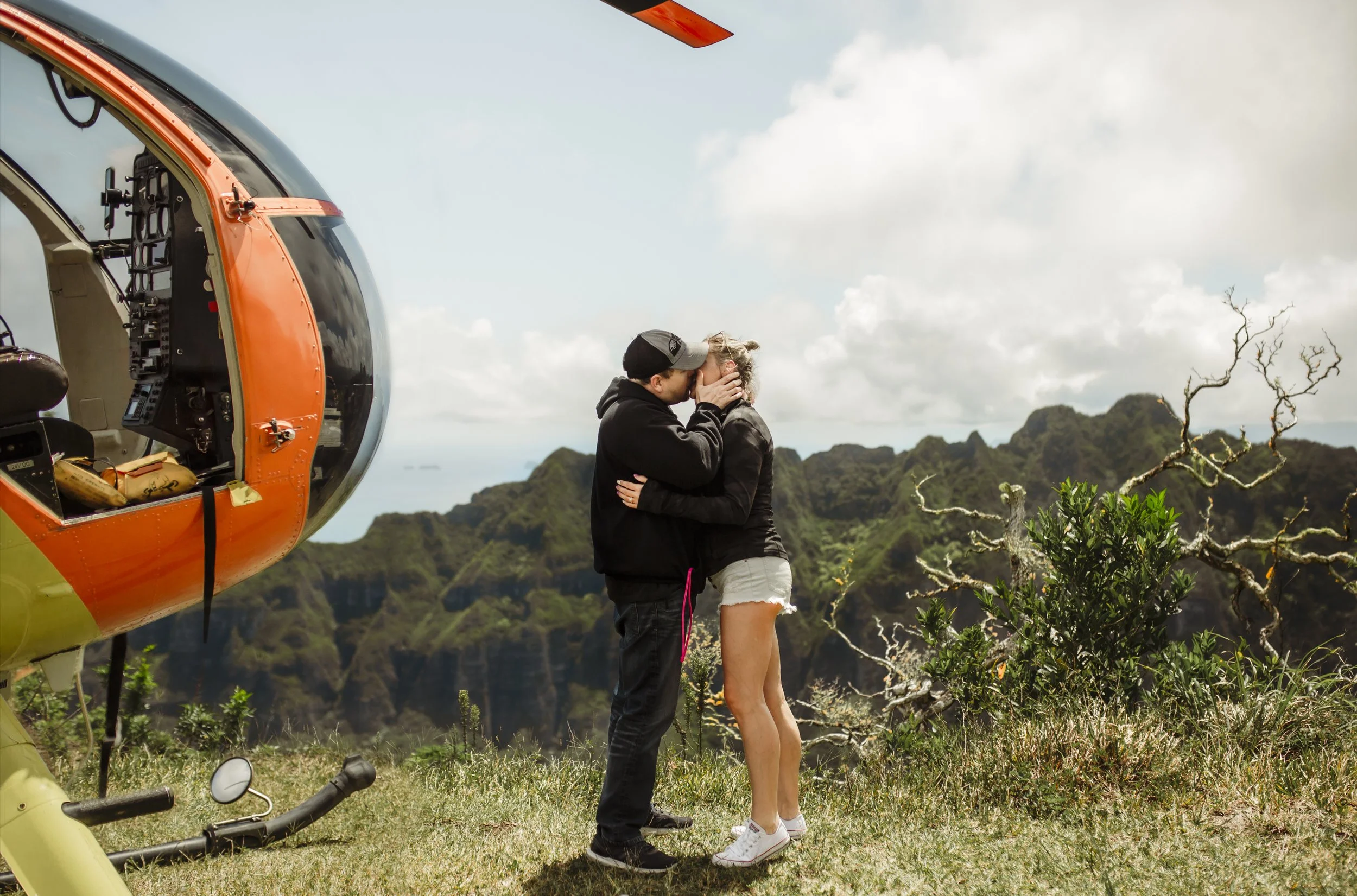 Epic Helicopter Ride over Oahu and Surprise Engagement on a Mountain Top