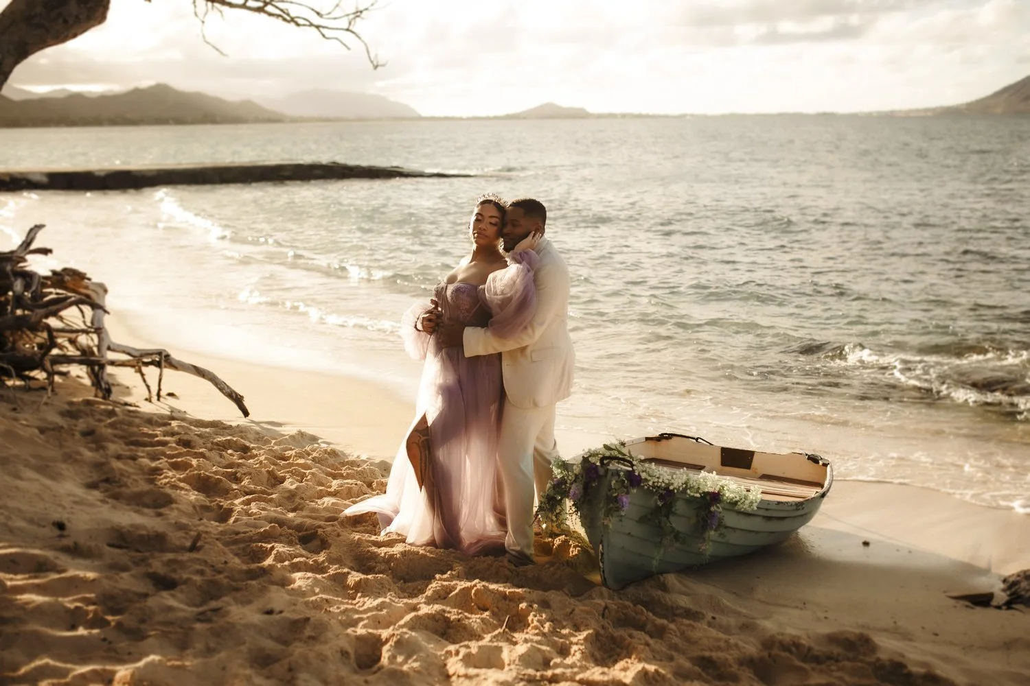 Tangled Inspired Wedding Portraits With Blue Boat