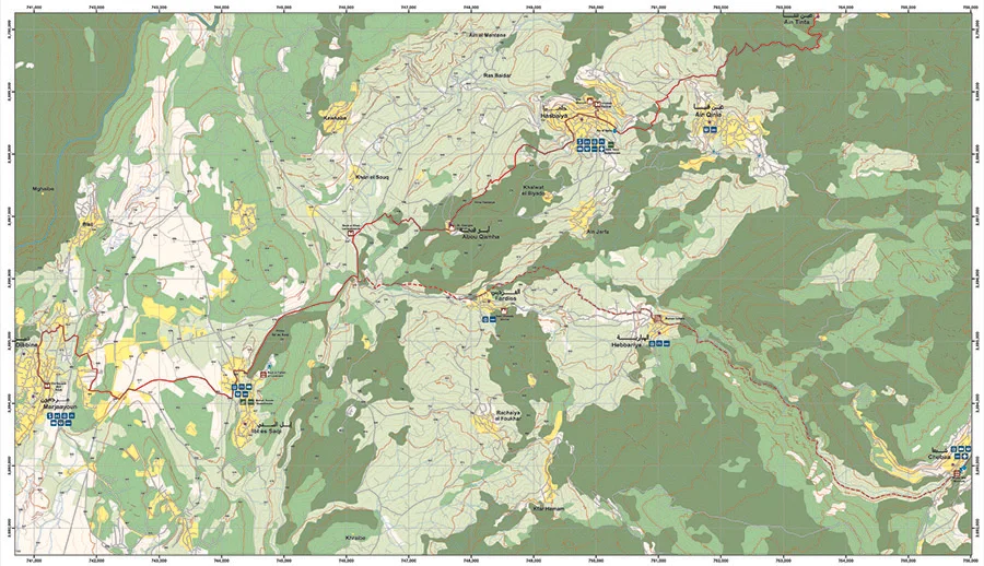 Marjayoun to Hasbaya LMT Section 26 Image/Map © Lebanon Mountain Trail Association