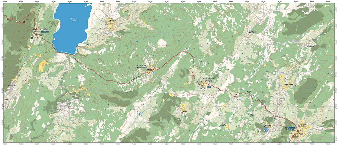 Rashaya to Kawkaba LMT Section 24 Image/Map © Lebanon Mountain Trail Association