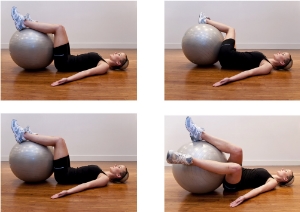 Swiss ball lower back rotational mobilisation