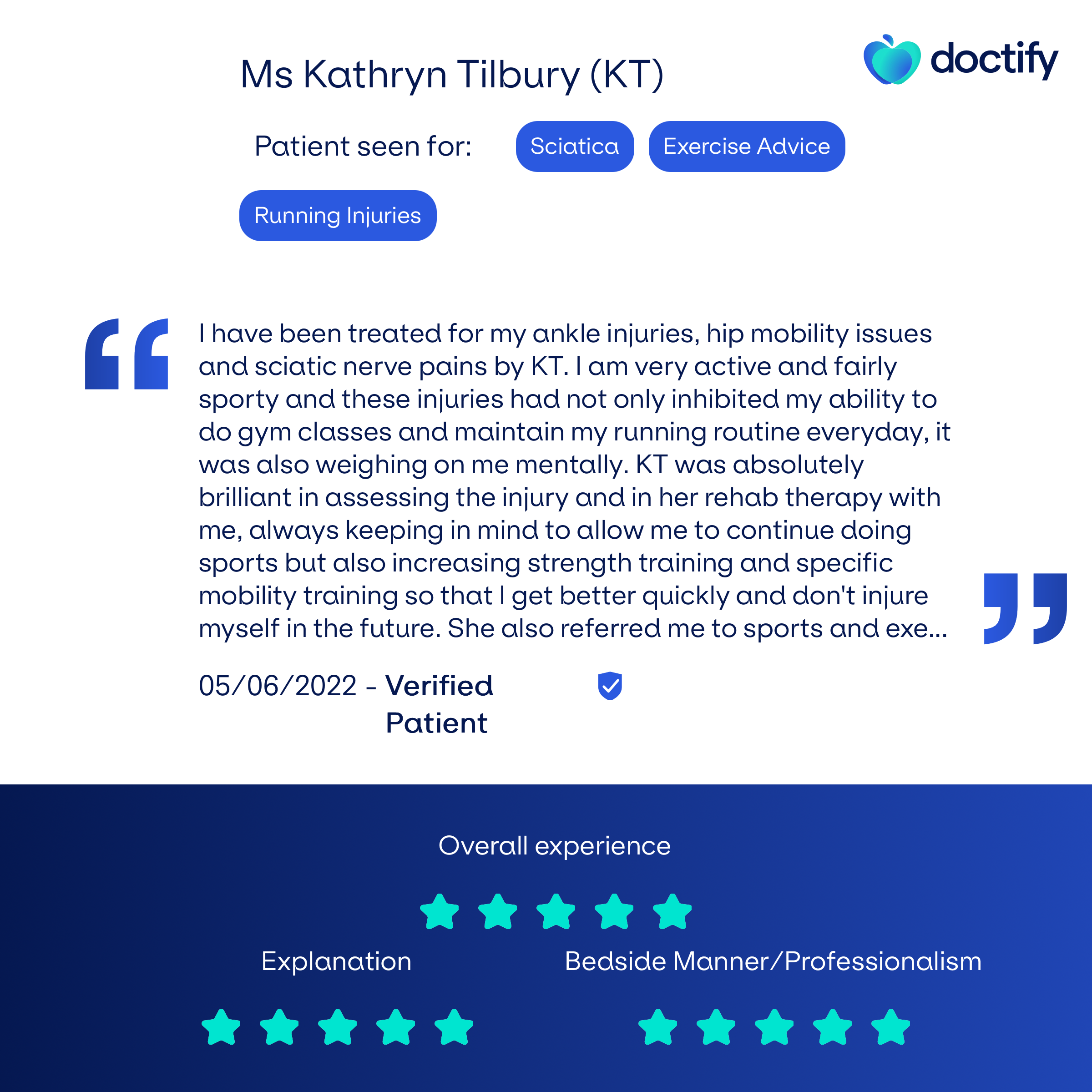 doctify review physiotherapy London 