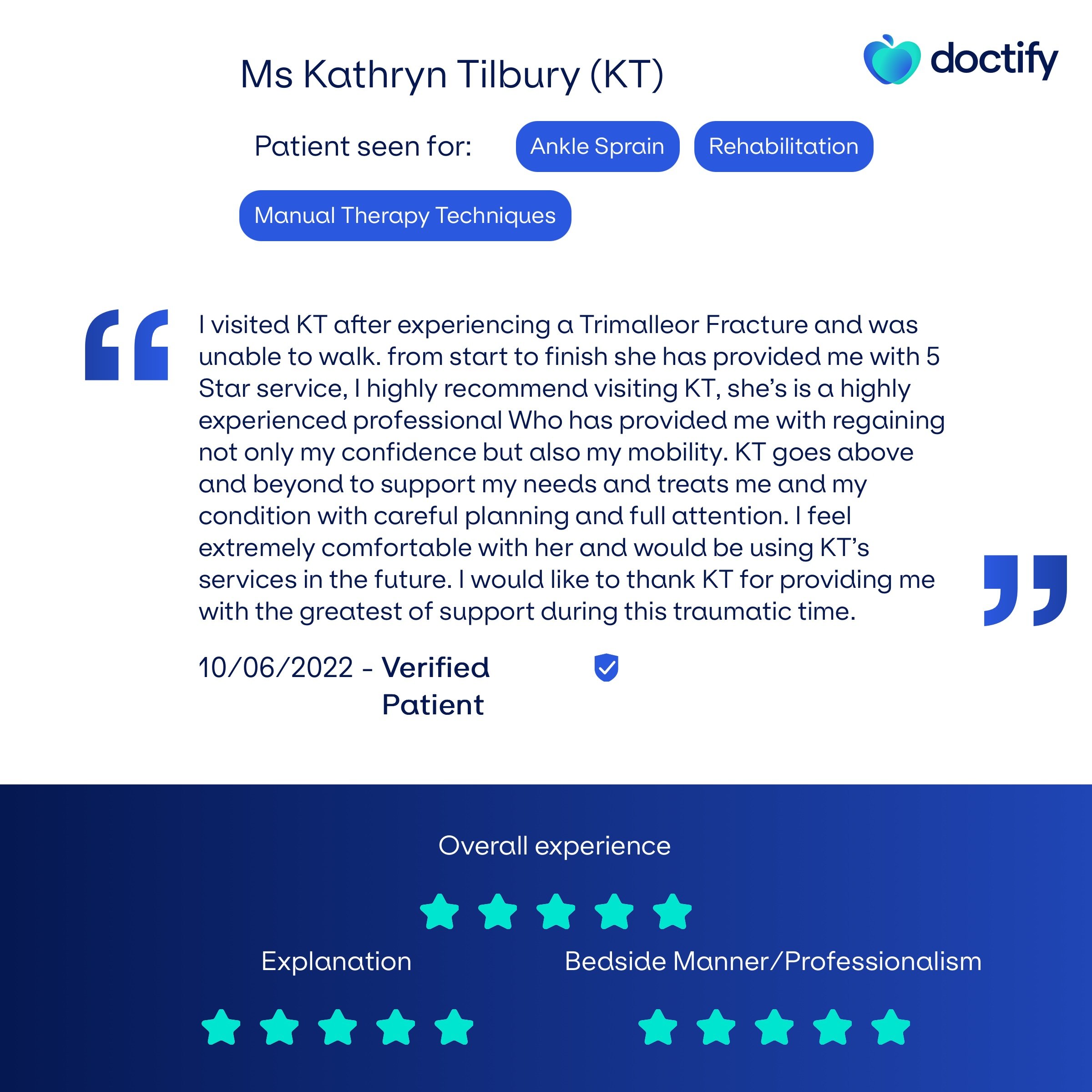 Doctify review physiotherapy London 