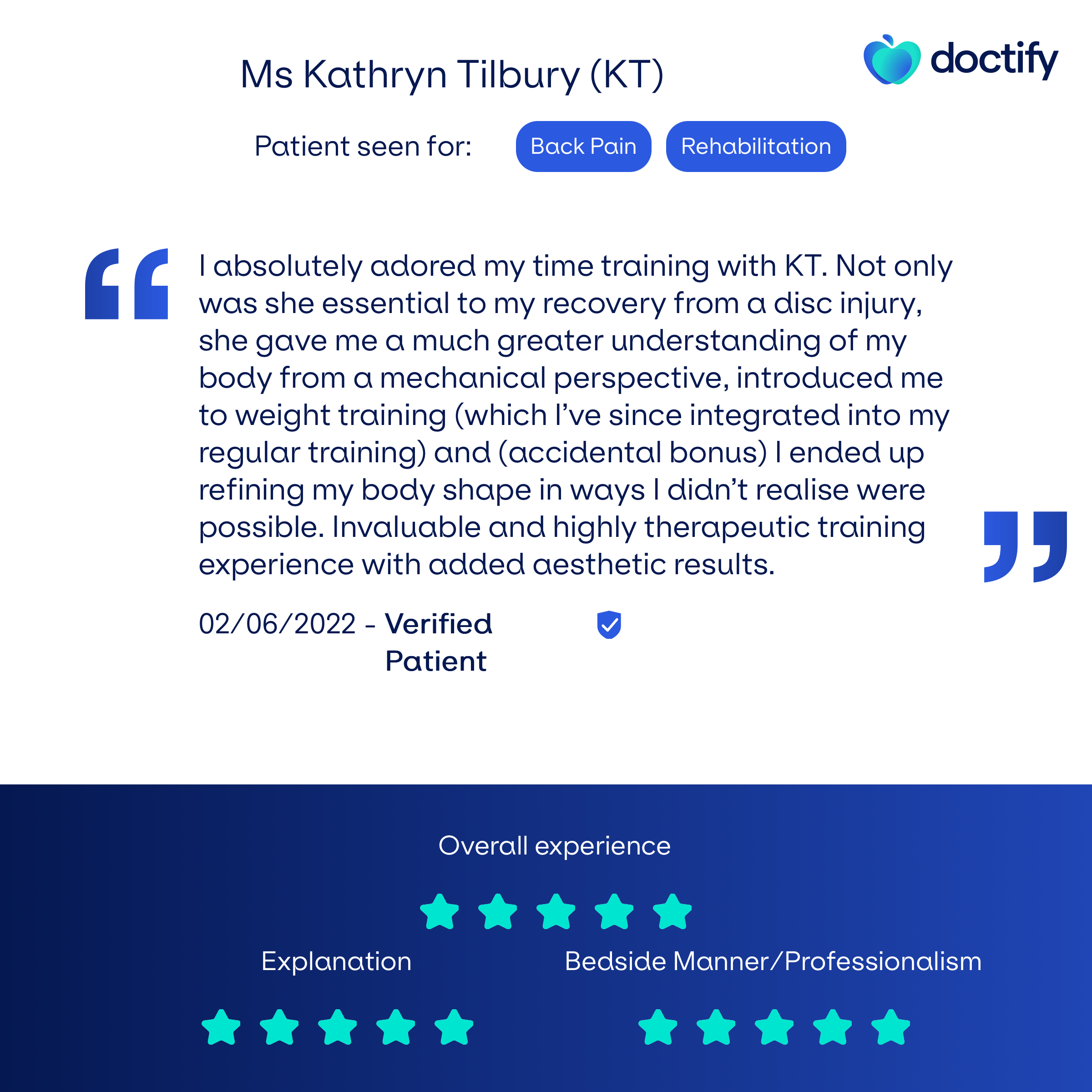 Doctify review physiotherapy London 